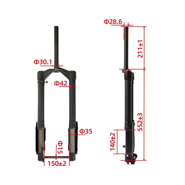 EUNORAU 26   Front Inverted Air 150*15 Suspension Fork  Travel 140MM for Fat Tire eBike Hot on Sale - Image 3