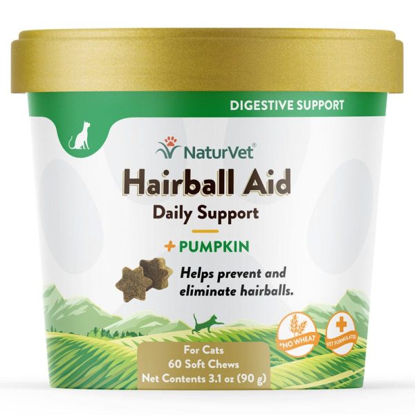 NaturVet Hairball Aid Plus Pumpkin Soft Chews for Cats Supply