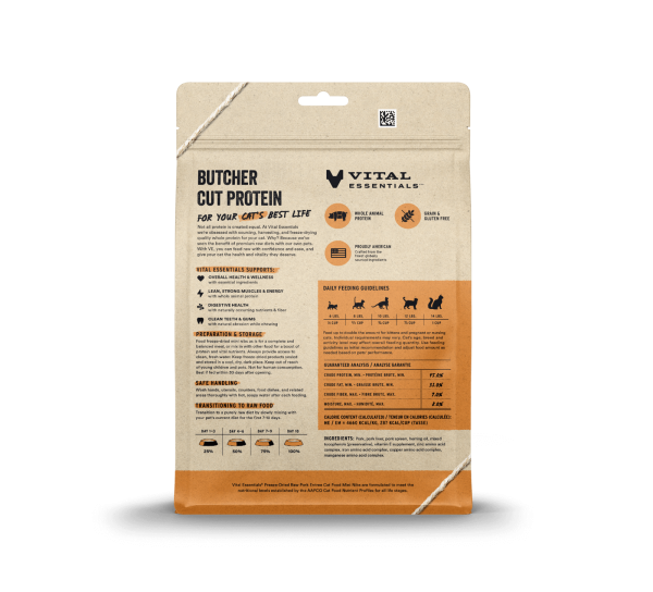 Vital Essentials Pork Entree Mini Nibs Freeze-Dried Raw Cat Food Supply - Image 3