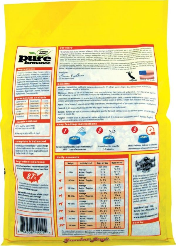 Grandma Lucy s Pureformance Chicken and Chickpea Freeze Dried Grain Free Dog Food Sale - Image 2