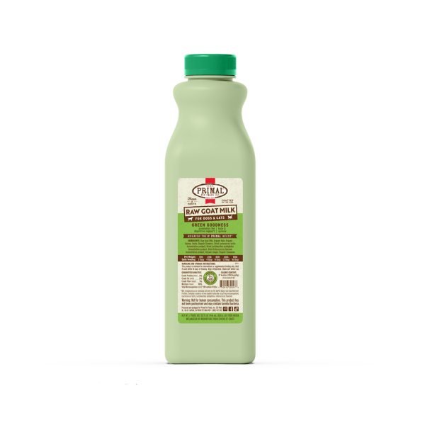 Primal Green Goodness Raw Frozen Goat Milk Bowl Booster for Cats and Dogs For Sale