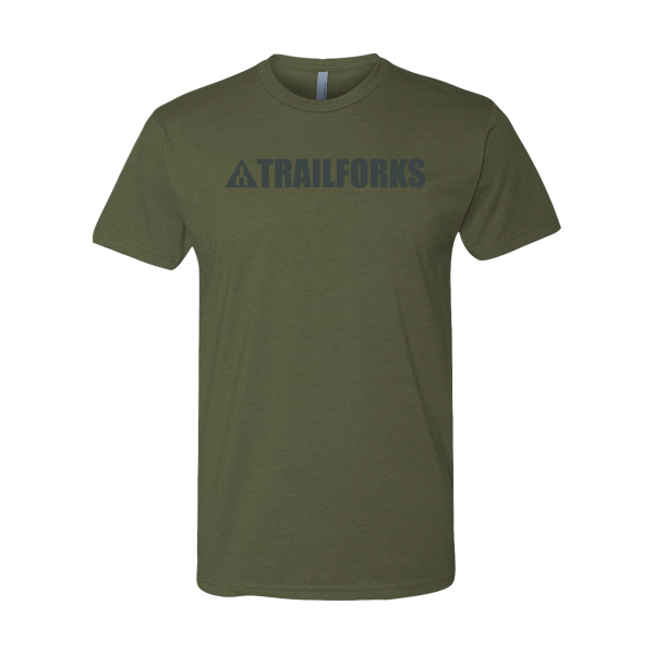 Trailforks Corporate Black Logo T-Shirt - Military Green Fashion