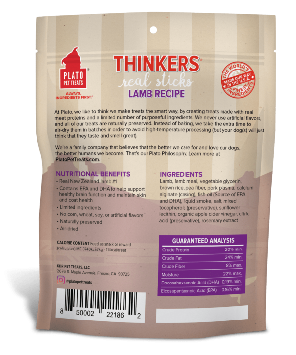 Plato Thinkers Lamb Meat Stick Dog Treats Supply - Image 2