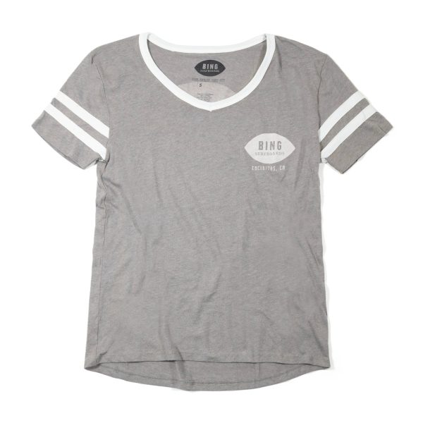 CLASSIC ENCINITAS Women s S S Varsity T-Shirt - Smoke   White Discount