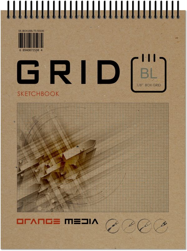 Orange Media Grid Sketchbook. Spiral Bound. Top Spine. Multi-Media. (8.5  x 11 ) 1 8  BOX. (BLUE). SB-50100-TS For Cheap