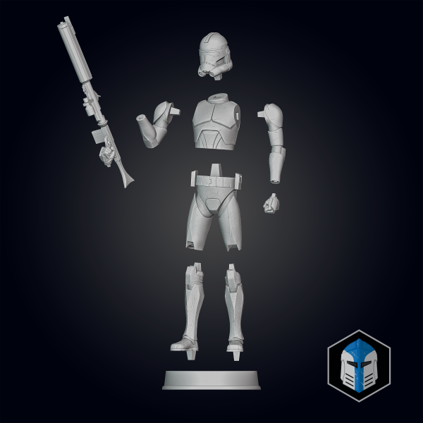 Animated Clone Trooper Grunt Figurine - Pose 6 - 3D Print Files For Cheap - Image 2