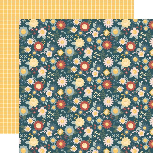 HAPPY PLACE FLOWERS - 12x12 Double-Sided Patterned Paper - Echo Park For Sale