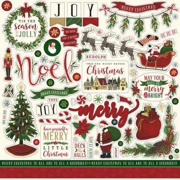 TWAS  THE NIGHT BEFORE CHRISTMAS VOL. 1 - 12x12 Element Sticker - Echo Park Fashion