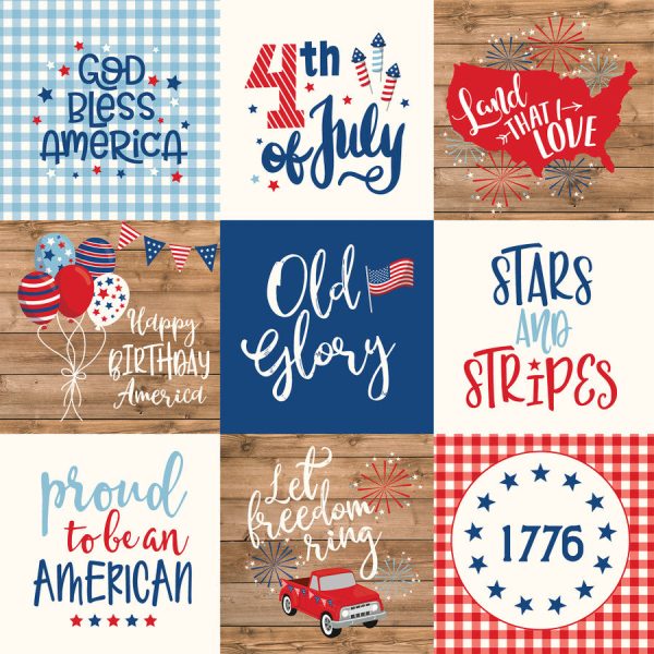 AMERICA 4X4 JOURNALING CARDS - 12x12 Double-Sided Patterned Paper - Echo Park For Discount - Image 3