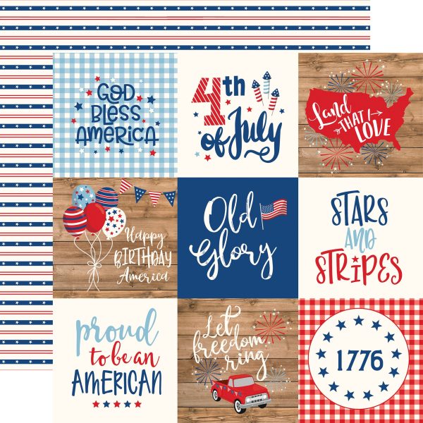 AMERICA 4X4 JOURNALING CARDS - 12x12 Double-Sided Patterned Paper - Echo Park For Discount