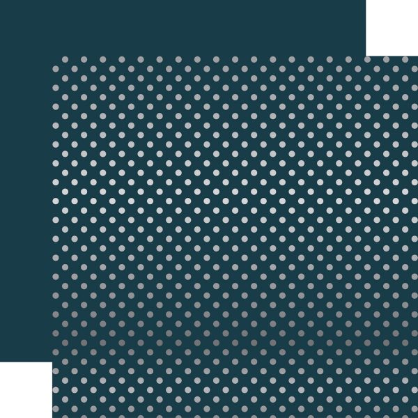 NAVY SILVER FOIL DOT - Dots & Stripes 12x12 Cardstock Echo Park Online Sale