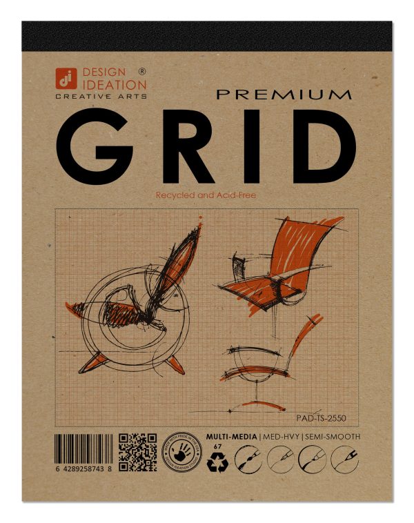 Design Ideation GRID PAD : Removable Sheet. Multi-Media. ORANGE GRID (8.5  x 11 ) PAD-2550-TS Sale