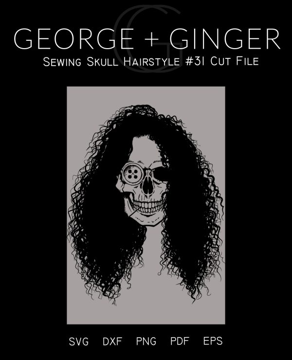 Sewing Skull (Hairstyle #31) Digital Cut File Discount