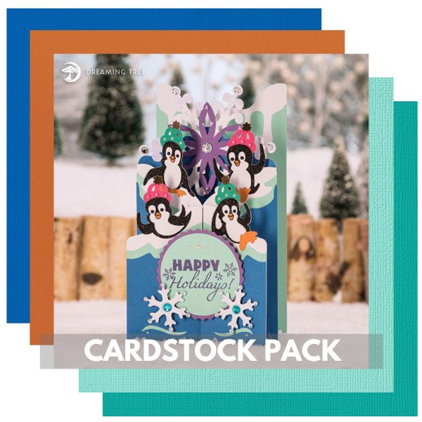 DREAMING TREE PEPPY PENGUINS CASCADE CARD KIT - 16 Sheets - 12x12 Cardstock Shop Sale