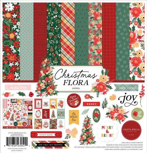 JOYFUL CHRISTMAS FLORA 12x12 Collection Kit - Carta Bella Online Sale