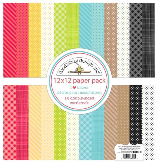 I HEART TRAVEL Petite Prints 12x12 Paper Pack - Doodlebug Design Hot on Sale