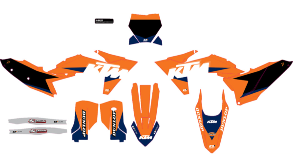 D Cor Visuals Complete Graphics Kit — KTM Racing 125 250 300 SX 2023-2024, 250 450 SX-F 2023-2024, 250 450 SX-F FE 2023 Online Hot Sale